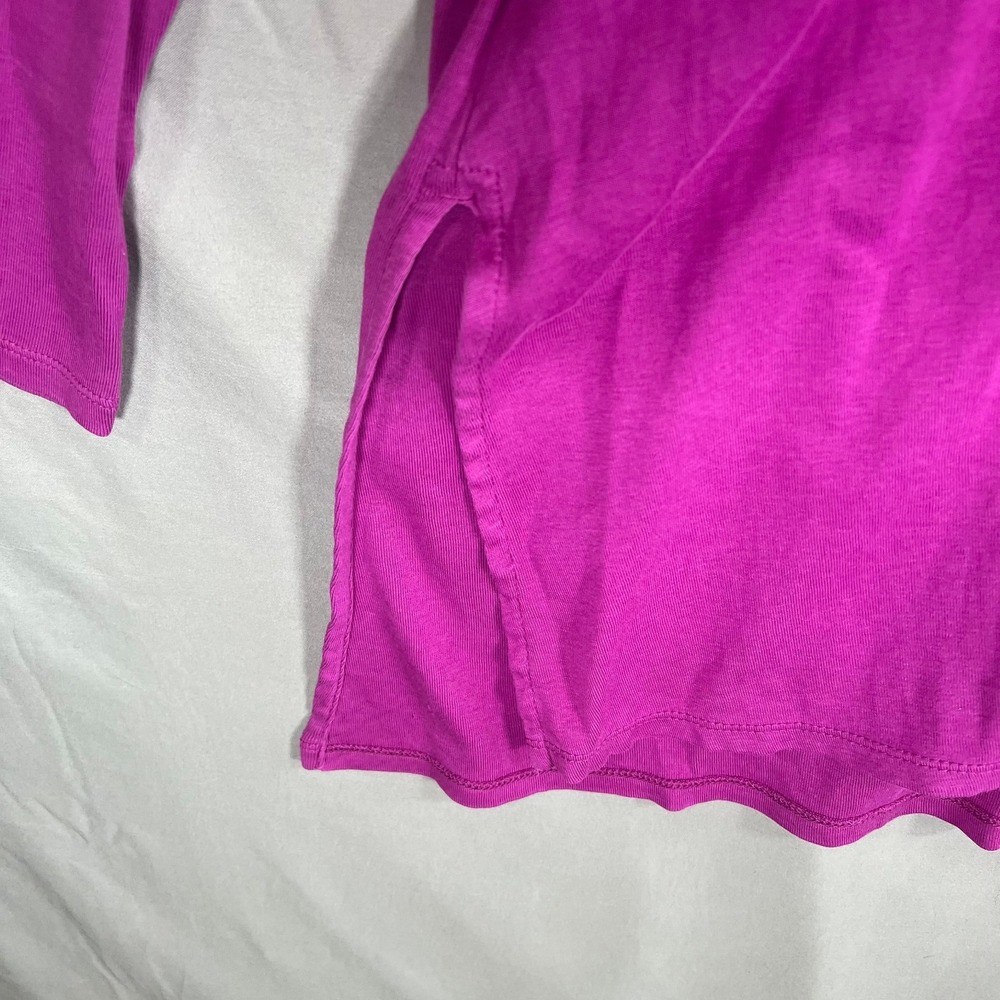 J Jill Perfect Pima Long Sleeve Crewneck Tunic Magenta Size L Side Vents Stretch - Picture 4 of 7